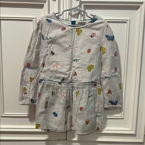 Mini Boden White Dress with Colorful Insect Design